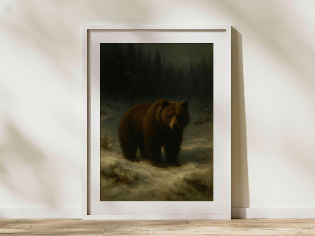 Brown Bear Oil Painting | Wildlife Wall Art | Rustic Forest Animal ...