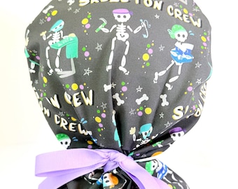 Skeleton Crew Ponytail Surgical Scrub Cap