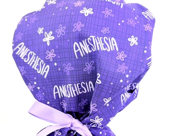 Anesthesia Ponytail Surgical Scrub Cap: purple