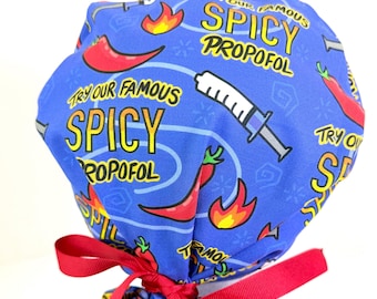 Anesthesia Ponytail Surgical Scrub Cap: spicy propofol
