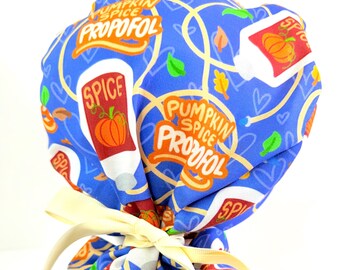 Anesthesia Ponytail Surgical Scrub Cap: pumpkin spice propofol, anesthesiology