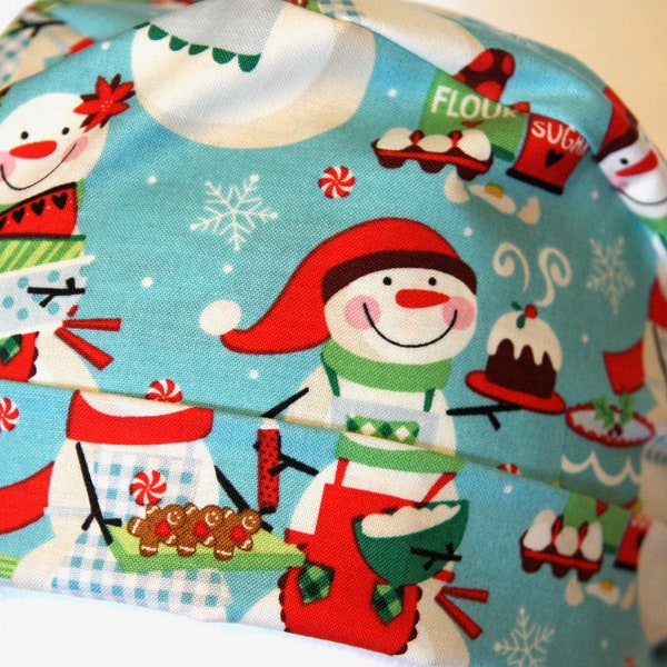 Snowman Scrub Cap, Scrub Cap, Temporada navideña, Navidad, Pixie, Christmas Scrub Cap, Holiday snowman cap, scrub caps, scrub hats, scrub hats, scrub