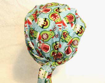 Avocado Christmas Scrub Cap: Tieback Surgical Hat