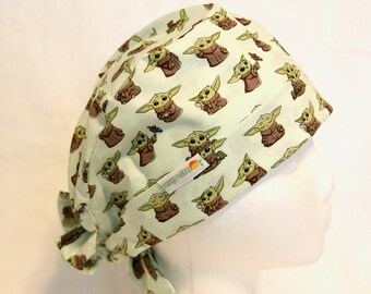 Scrub Hats for Women, Yoda, star wars surgical caps, Tie back Surgical Scrub Cap, pixie scrub caps, scrub hats, tieback caps, scrub hat