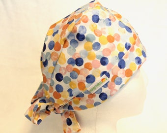 Scrub Hats for Women, Polka Dot, Tie back Surgical Scrub Cap, Operating Cap, scrub hats, scrub caps, scrub hat, scrub cap, surgical, tieback