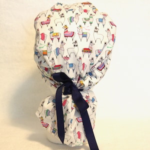 Llama Surgical Scrub Hat for Women, Pony tail scrub cap, Operating Hat, Ponytail Scrub Cap, scrub caps, scrub cap, scrub hats, alpaca