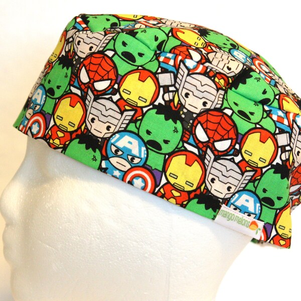 Avengers Scrub Cap: Men's No-Fold Hook and Loop Cotton Hat
