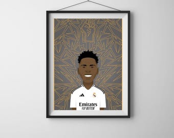 VINI JR | Illustration Print Poster | Football | Wall Art Portrait