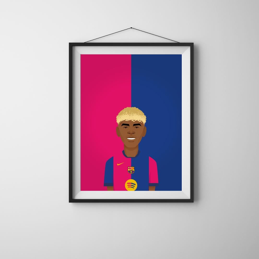 Yamal Rasmlar LAMINE YAMAL | Illustration Print Poster | Football | Wall Art Portrait ...