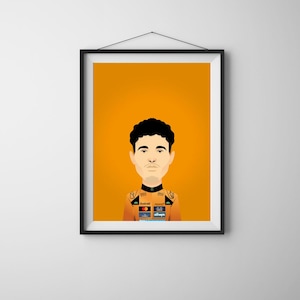 LANDO NORRIS | Illustration Print Poster | F1 Driver | McLaren | Wall Art Portrait