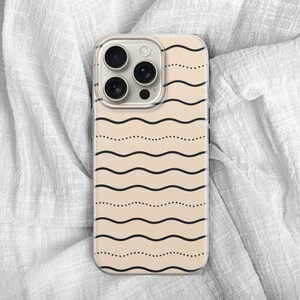 Custodia per telefono Minimal Waves, estetica moderna a righe, per iPhone 16, 15, 14, 13, 12, 11, Samsung S25, S24, S23, S22, A16, A55, Pixel 9