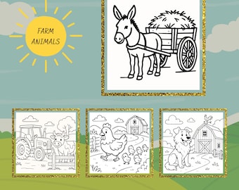 Farm Animals Coloring Pages: 50 Kids Activity Sheets (A4 PDF Digital Download