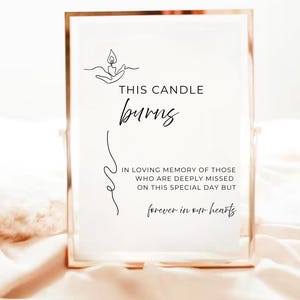 This Candle Burns Memorial Sign, In Loving Memory Sign Template, Minimalist Modern In Memory Sign, Wedding Memorial Candle Table Sign, Canva