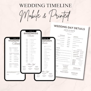 Mobile Wedding Day Timeline Template, Editable Wedding Timeline, Reception Timeline, Custom Wedding Weekend Timeline, Bridal Party Timeline