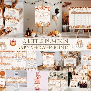 Little Pumpkin Baby Shower Bundle, Fall Pumpkin Baby Shower Invitation, Autumn Baby shower, Pumpkin Baby Shower Decorations, Games, Template
