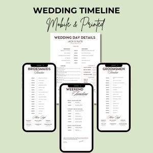 Mobile Wedding Day Timeline Template, Editable Wedding Timeline, Reception Timeline, Custom Wedding Weekend Timeline, Bridal Party Timeline