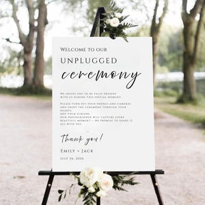 Unplugged Ceremony Sign, Modern Minimalist Wedding Welcome Sign, Wedding Printable No Devices Sign, Wedding Ceremony Sign, Canva Editable