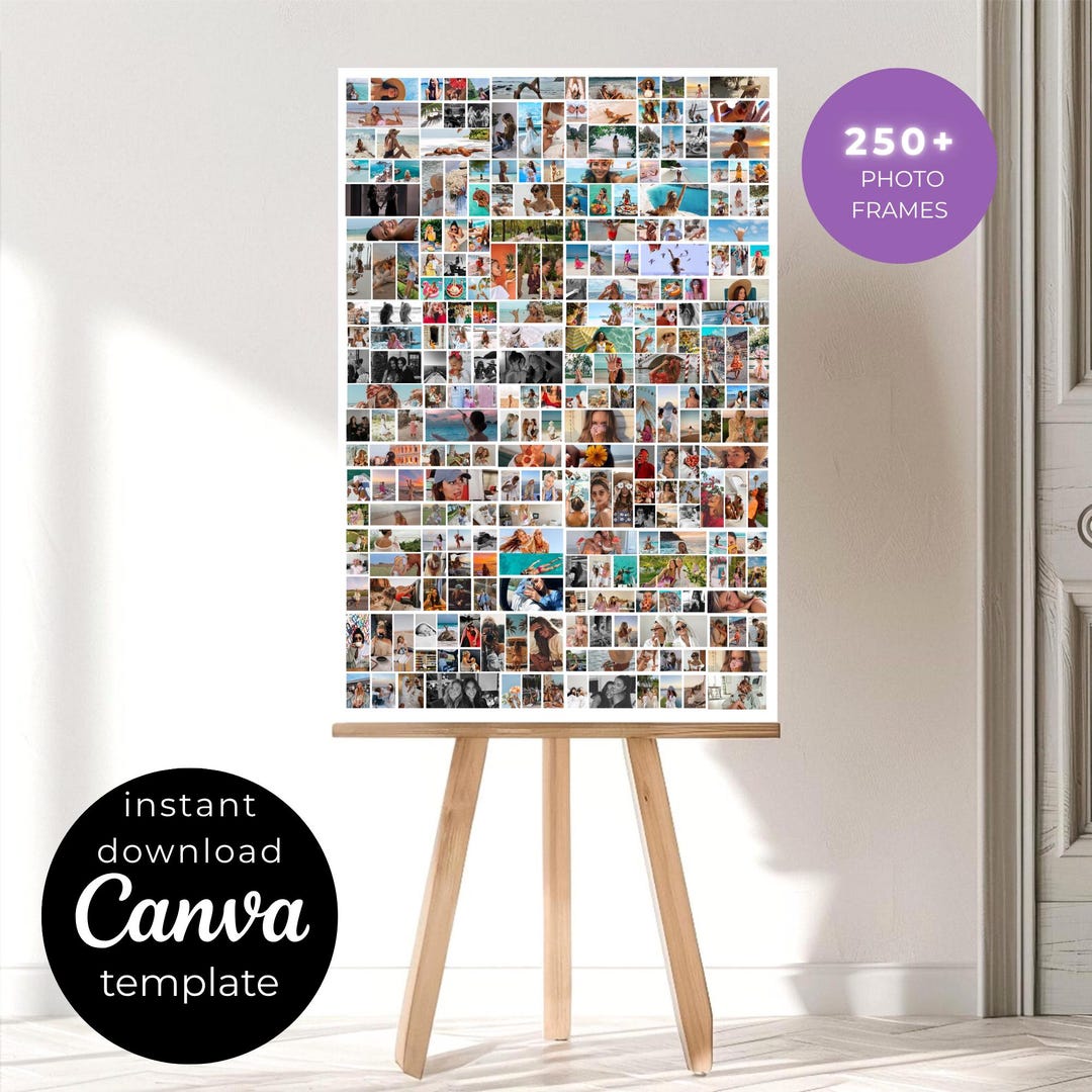 Editable Photo Collage Template: 250+ Photo Grid for Canva (digital ...