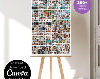 Bewerkbare fotocollagesjabloon: 250+ fotoraster voor canva (digitale download)