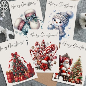 Digital Set of 20 Christmas Cards – Holiday Greeting Card Pack, Bulk Xmas Cards with Festive Designs for Family, Friends & Seasonal Wishes