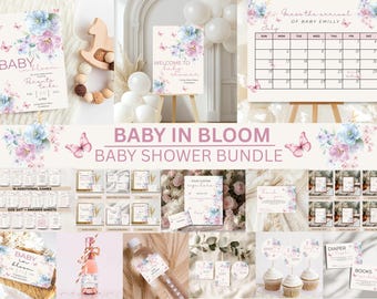 Wildflower Baby Shower Invitation Bundle: Editable Games & Signs (Digital Download)