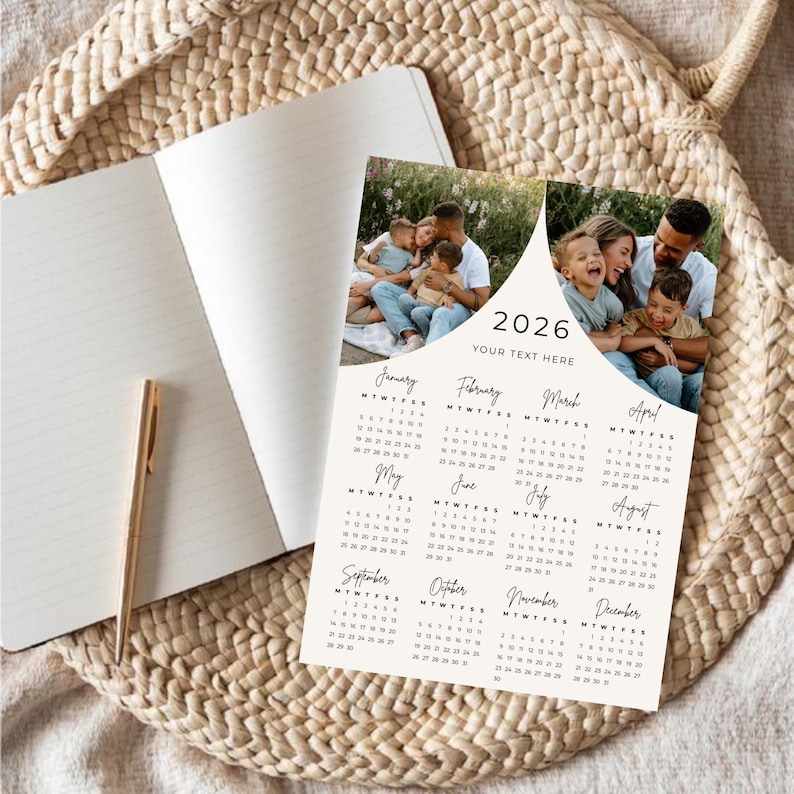 2026 Photo Calendar Template, Editable Family Gift (canva Printable ...