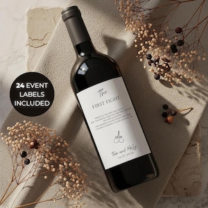 Wine Labels, 24 Editable Wine Label Template, Minimalist Wedding Favor, Custom Wine Label, Personalized Gift, Wine Gift Label, Canva Labels