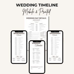 Mobile Wedding Day Timeline Template, Editable Wedding Timeline, Reception Timeline, Custom Wedding Weekend Timeline, Bridal Party Timeline