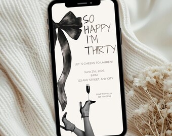 Funny 30th Birthday Card, Mobile Evite Template (Digital Download)