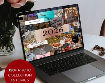 Plantillas de tablero de visión 2026, kit editable de tablero de inspiración en Canva, 5 diseños, 2 tamaños, descarga digital