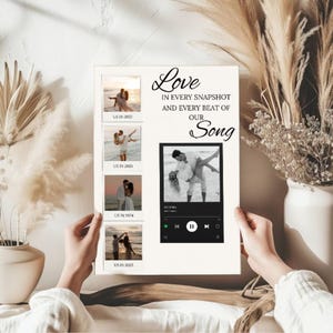 Custom Love Song Photo Collage | Personalized Music Print with Pictures & Music Player Style | Romantic Anniversary Gift for Couples
