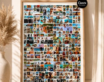 Sjabloon voor 250+ fotocollage, groot afdrukbaar fotoraster (digitale download)