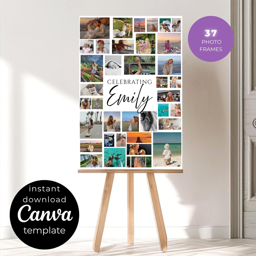 Editable Birthday Photo Collage Template, 37 Photo Collage, Photograph ...