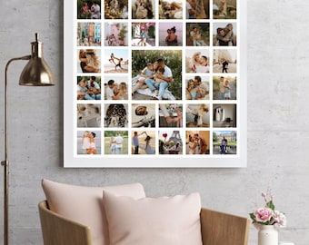 33 fotocollagesjabloon, vierkant fotoraster, bewerkbaar op canva (digitale download)