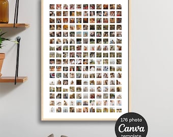 176 Photo Collage Template, Minimalist Grid Design, Canva (Digital Download)