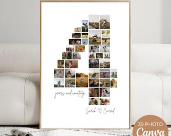 Custom 4th Anniversary Photo Collage Gift (Digital Download)