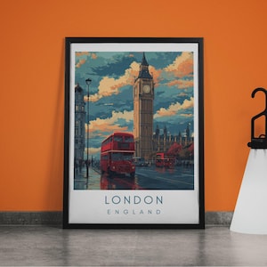 London Cityscape Canvas Print: England Travel Poster, UK Home Decor