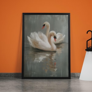 Minimale zwaankunstprint: pastelkleurige kinderkamerdecoratie