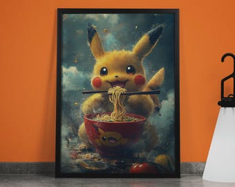 Pikachu Ramen Poster: Japanischer Anime Kunstdruck