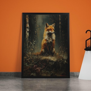 Vintage Fox Art Print ,Fox Wall Decor,Dark Cottagecore & Woodland Animals, Fox Lover Gifts ,Dark Academia Animal Prints | Rustic Fox Artwork