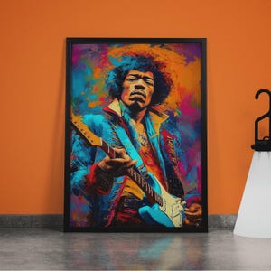 Jimi Hendrix Portrait: Psychedelic Rock Music Canvas Art