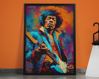 Jimi Hendrix Portrait: Psychedelic Rock Musik Leinwand Kunst