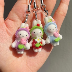 Cottagecore Miffy | Mini handmade polymer clay art | Keychain | Phone Charm | Miffy clay charm | Miffy phone charm trinkets