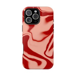 RED SWIRL Phone Case | Wavy Abstract in red, For iPhone 16 Pro Max, 16e, 15 Plus, 14 Pro, 13, 12 Mini, 11, MagSafe