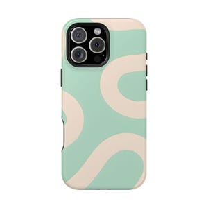 WAVY LINES GREEN Phone Case | Wavy Minimal , For iPhone 16 Pro Max, 16e, 15 Plus, 14 Pro, 13, 12 Mini, 11, MagSafe Option
