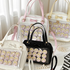Dopamine Ita Bag with Cute bow– Medium Capacity Crossbody & Shoulder Bag. Clear Window Bag, Display Bag, Doll Bag, Handbags, Pin Bag