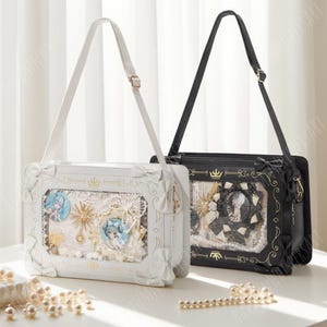 Retro Ita Bag Shoulder Bag, Anime Ita Crossbody Bag,Transparent Display Window,Window Bag,Pin Display Bag,Gothic Bags,Daily Ita Commuter Bag