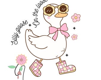 Boho Blumengans Png, Mama Gans Png, Frühling Blumen PNG, Dumme Gans auf dem lockeren Girly PNG, Kokette Schleife, Ente Png, GänseliebhaberSublimation