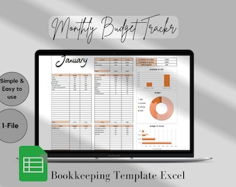 May include: A digital budget tracker spreadsheet template for January. The spreadsheet includes sections for income, expenses, and a budget vs actual chart. The template is designed to be simple and easy to use.
