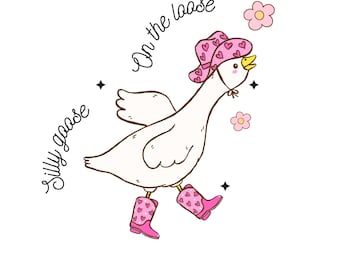 Boho Floral Goose Png, Mama Goose Png, Spring Floral PNG, Silly Goose on the loose Girly PNG, Coquette Bow, Duck Png, Goose LoverSublimation